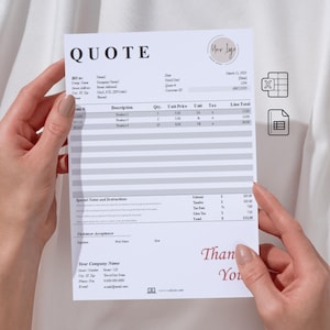 Advanced Quote Template, Excel, Google sheets, PDF Convertible, Quote Form, Job Quotation, Job Proposal, Printable, A4 and US Letter size.