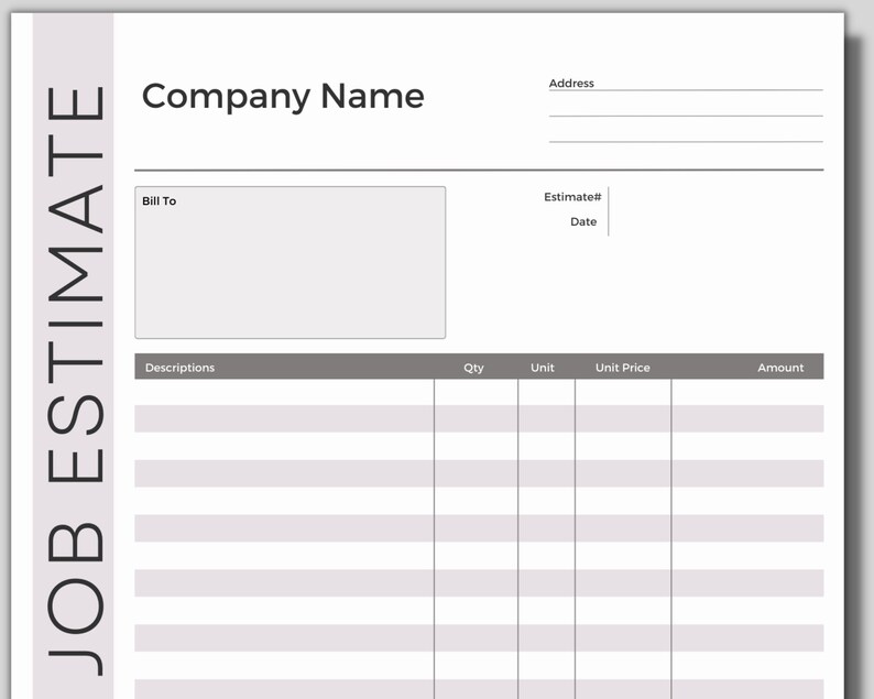 PDF Job Estimate Template in Printable Ready Pdf Format Editable in PDF Job Estimate Template in Printable Ready Pdf Format Editable in