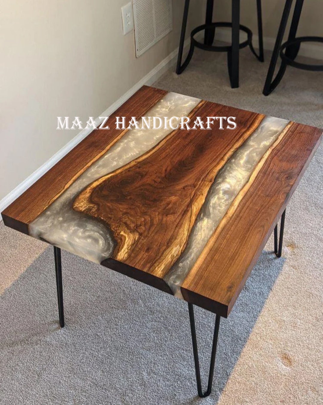 Custom Epoxy Square Dining Table, Epoxy Table, Square Coffee Table