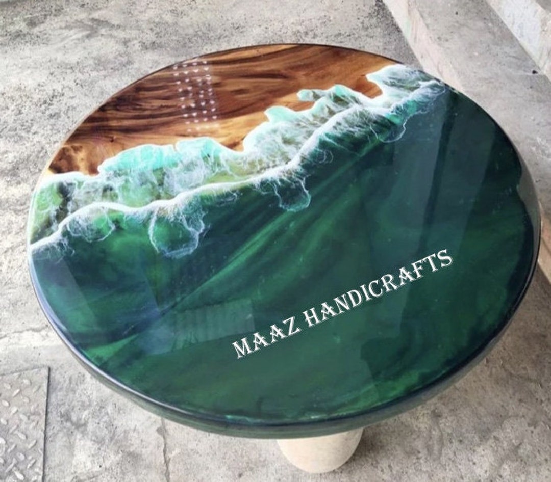 Epoxy Table Round Epoxy Coffee Table Ocean Wave Epoxy Table Etsy
