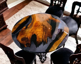 Luxury Round Epoxy Table | Black Round Epoxy Table | Epoxy Living Room Table