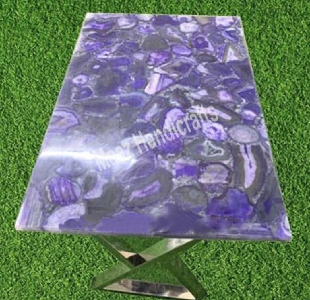 Royal & Elegant Purple Agate Table Top for Dining Agate Etsy