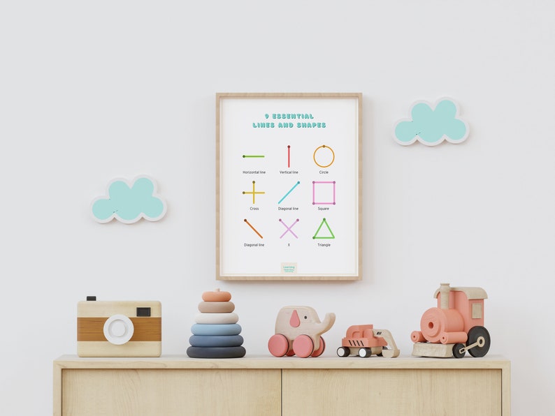 Pre Writing Lines and Shapes Handwriting Poster Educational Etsy