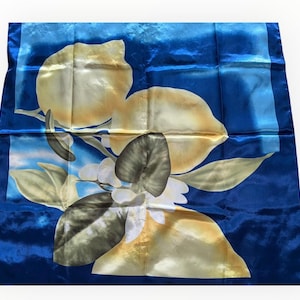Vintage große floral Blumen quadrat Luxus Kopftuch Hals binden rot gelb blau