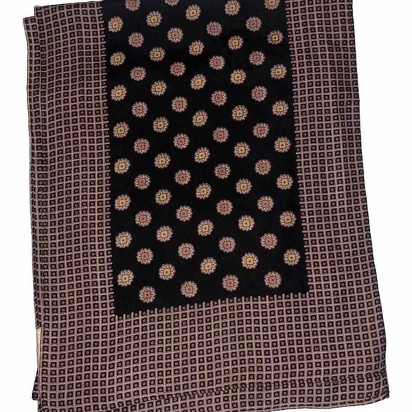 Vintage retro rare original pure silk unisex Chaloc  mod scarf / neck tie brown black