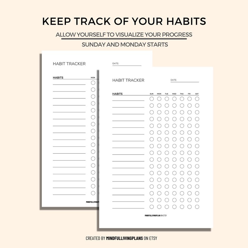 Weekly Habit Tracker PDF Routine Planner 7 Day Habit - Etsy