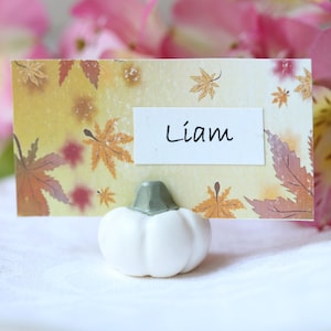 Citrouille blanche, porte-cartes de mariage d’automne, faveurs de mariage mignonnes, fournitures de fête de mariage Cadeaux de fête de mariage en plein air Récolte Fête d’Halloween