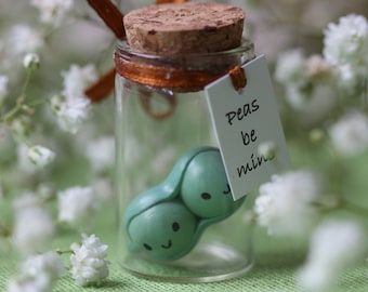 Two Peas in a Pod Polymer Clay Figurine Pea Vegan Personalized Boyfriend Girlfriend Funny Gift Customized Party Favors Romantic Present