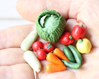 Mini Vegetables 1:12 Miniature Realistic Food For Dollhouse 15 Pcs Veggies in a Basket Barbie Food BJD Doll Kitchen Accessories Food Playset