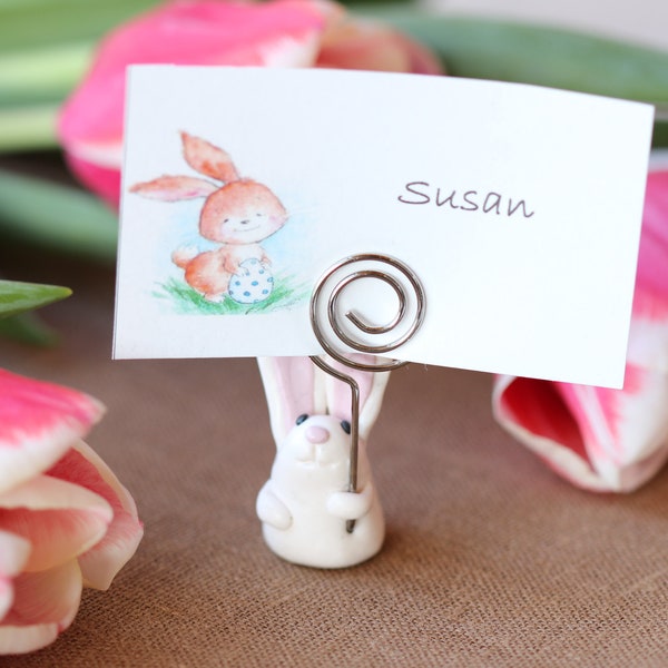 Bunny Shaped Place Card Holders  Easter Dinner Cute Custom Holiday Name Place Holder Table Number Photo Holder Wedding Supplies Party Favors