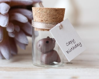 Birthday Gift Capybara Figurine Glass Bottle with a Cute Little Capybara Boyfriend Girlfriend Personalized Capybara Lovers Gift Teen Gift