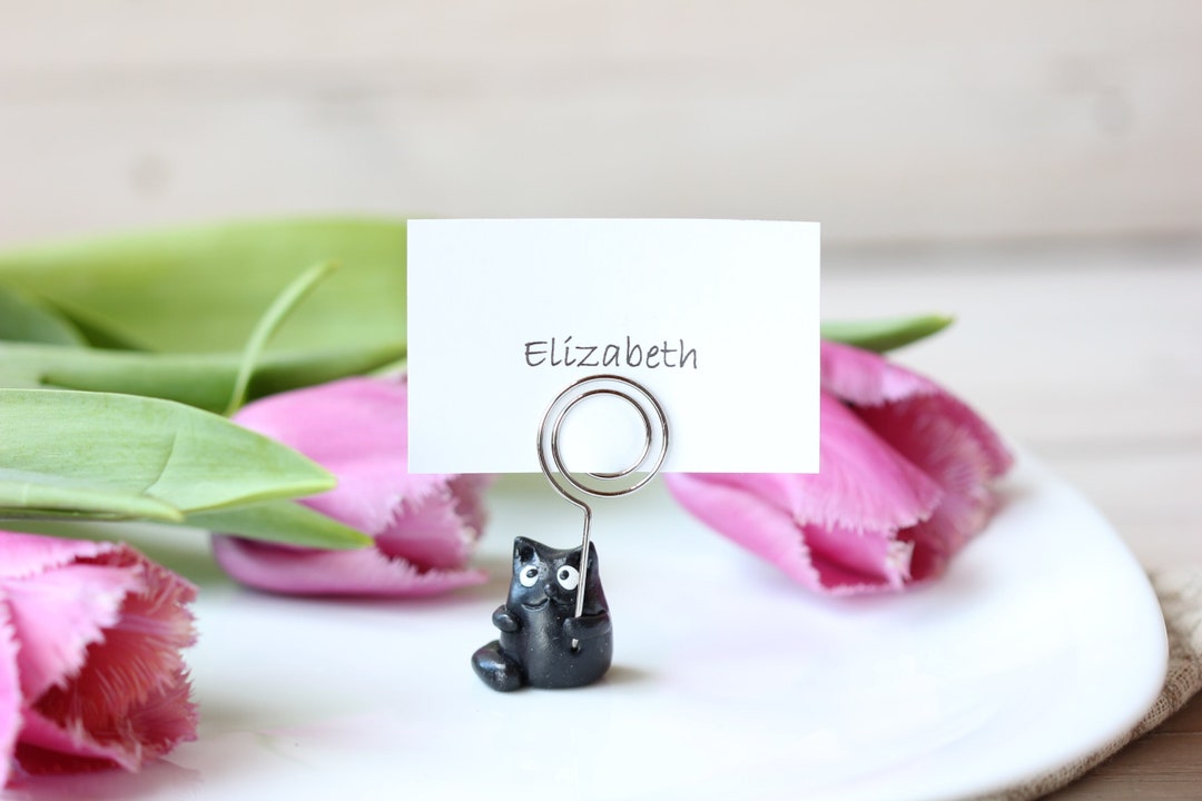 Black Cat Place Card Holders for Party, Wedding Names Cards Holders