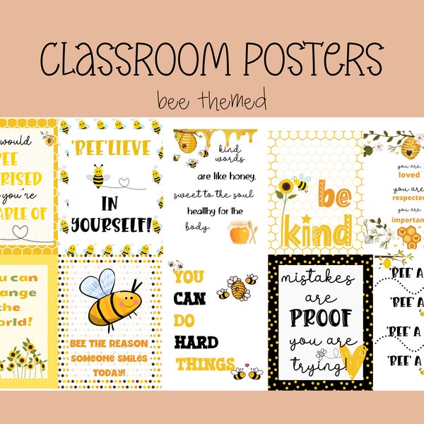 WALL ART| Instant Download| Classroom Motivational Poster| Bee Theme| Classroom Decor| Classroom Printable| Classroom art work| Easy Print