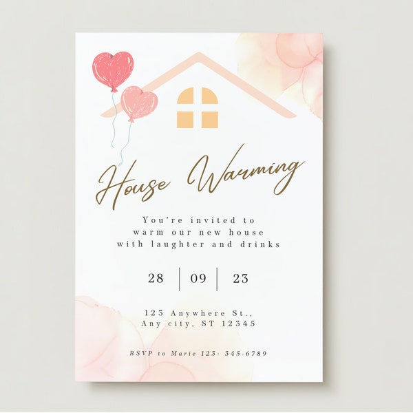 Minimalist House warming Party Invitation, Modern Housewarming Party Invite, Moving Announcement,