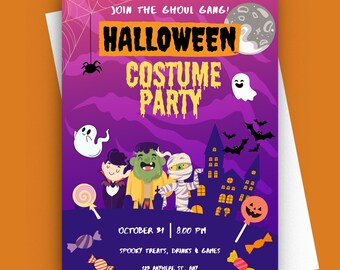 Halloween Costume Party Invitation, Ghostly Party, Spooky Theme (Digital Download)
