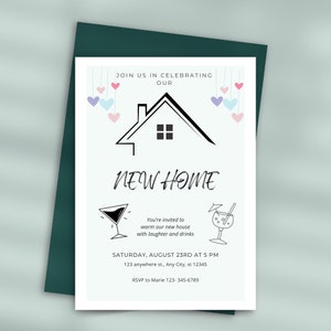 Simple House Warming Party Invitation, Modern Housewarming Party Invite, Minimalist, Moving Announcement,