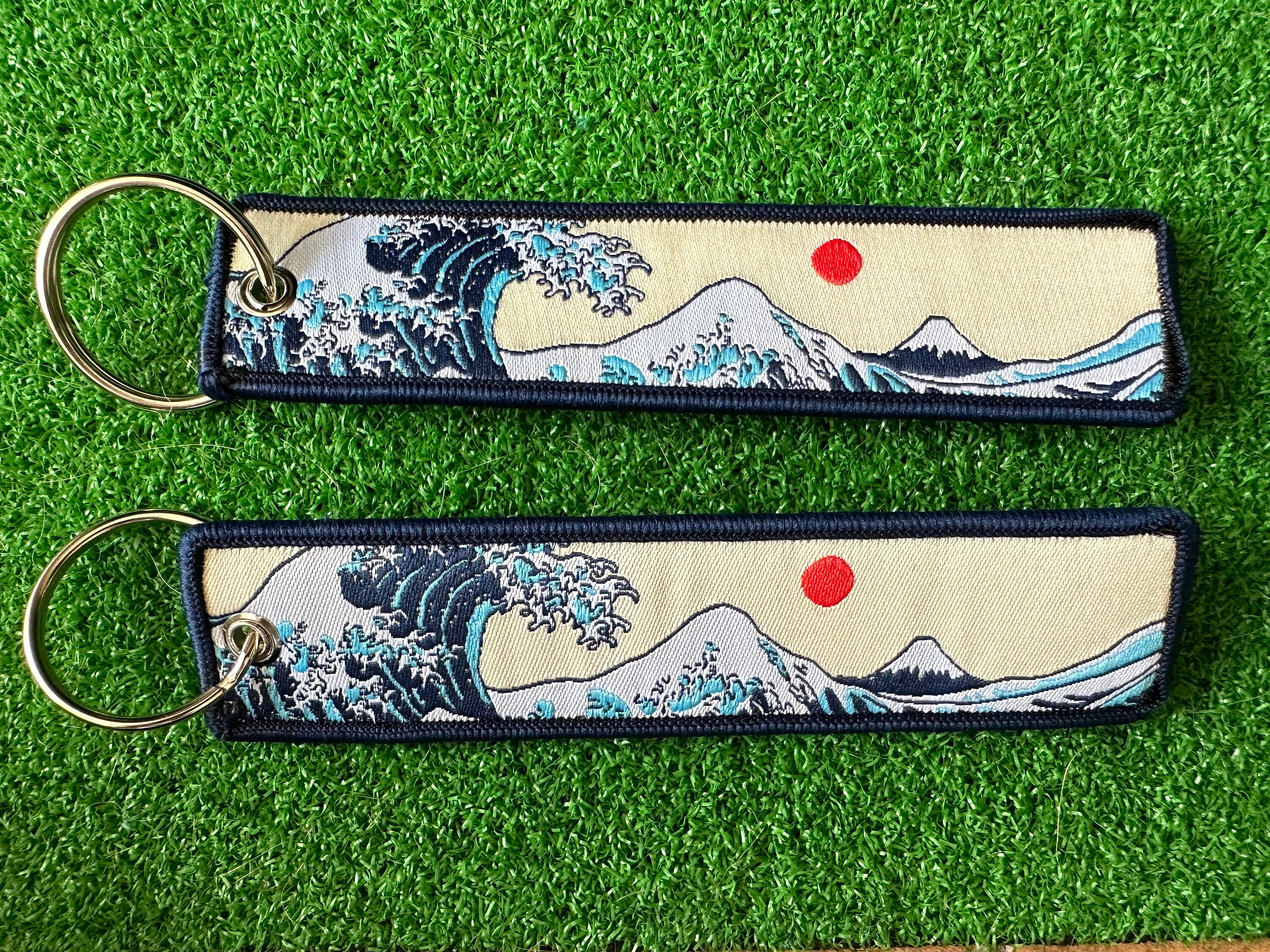 Kanagawa the Great Wave Motorcycle Keychain Jet Tag Key Tag