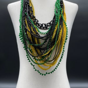 SUNFLOWER. Traditional Handcrafted Bead Necklace. Handmade Ethnic Jewelry.