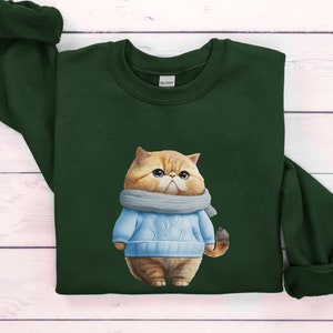Fat Cat in Cute Sweater Sweatshirt, Your Cat Pictured Wearing Cute Oversized Sweater, Fat Cat in Sweater, Cute Cat Sweater, Cat Lover Gift