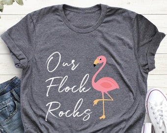 Unser Flock Rocks Flamingo T-Shirt : Sommer-Frauen-Shirt