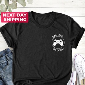 Dad Level Unlocked Shirt, Father&#39;s Day Tee Shirt, Gaming Dad Shirt, Pregnancy Announcement to Husband Gift, Dad Shirt, Expectant Father Tee