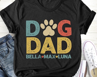 Personalisiertes Hundepapa-Shirt mit Hundenamen, Hundepapa-kundenspezifisches Geschenk, Hundepapa-Vatertagsgeschenk, niedlicher neuer Hund, bester Hundevater überhaupt, Hundebesitzer-T-Stück