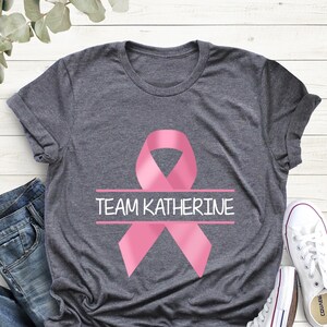 Breast Cancer Awareness Shirt, Custom Breast Cancer T-shirt, Motivational Tee, Personalized Team Cancer T-shirt, Cancer Support Team Shirts image 2