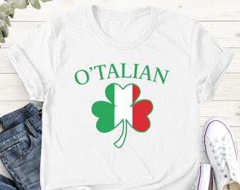 O'talian St Patrick's Day Shirt, Italy Flag Clover Shirt, Irish Shamrock Shirt, St Patty Day Outfit Men, Lucky Women, Italian Shamrock Shirt