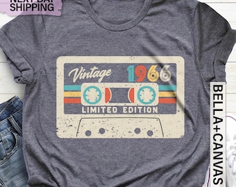 60th Birthday Shirt, Vintage 1966 Limited Edition Cassette T-Shirt, 60th Birthday Gift For Women