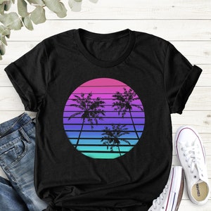 Tropical Island Shirt, Palm Trees On The Beach At Sunset Shirts, Summer Tee, Holiday Tee, Palm Shirt, Palm Beach T-Shirt, Hawai Tshirt