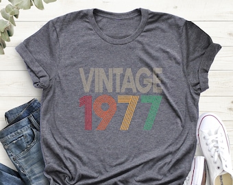 Maglietta retrò del 1977, regalo per il 49° compleanno da uomo, maglietta vintage del 1977, maglietta classica del 1977, maglietta per il 49° compleanno da donna, maglietta nata nel 1977