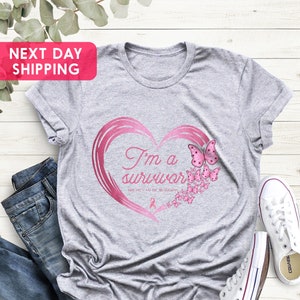 I&#39;m A Survivor T-shirt, Cancer Awareness Shirt, Pink Ribbon T-shirt, Cancer Fighter Shirt, Cancer Survivor T-shirt, Breast Cancer Shirt