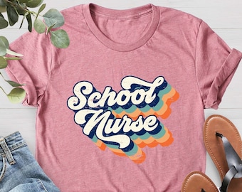 T-shirt schoolverpleegkundige, retro shirt schoolverpleegkundige, cadeau schoolverpleegkundige, cadeau verpleegkundige waardering, cadeau voor verpleegkundige, T-shirt verpleegkundige, leuk retro shirt verpleegkundige