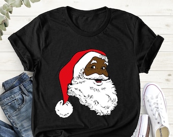 Black Santa Claus Shirt, Black Santa Claus Tee, African American Christmas Tee, African American Santa Shirt, Xmas Gift Shirt, Christmas Tee