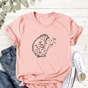 Hedgehog And Flower Shirt, Hedgehog Lover Shirt, Animal Lover Shirt, Hedgehog Print Shirt, Hedgehog Owner Gift, Hedgehog Birthday Gift Shirt