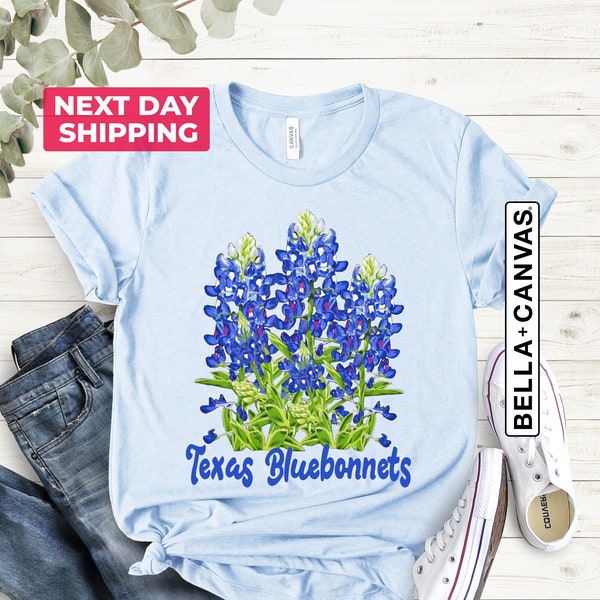 Texas Bluebonnets T-shirt, Colorful Texas Tshirt, Texas Bluebonnets Tee, Gift For Her, Texas Lover Gifts, Flower Tshirt, Botanical Gifts