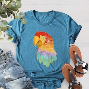 Colorful Parrot Shirt, Bird Lover Shirt, Animal Lover Shirt,Bird Watcher Gift Shirt,Mothers Day Gift Shirt,Parrot Vacation Outfit,Parrot Tee