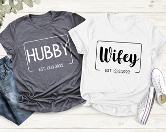 Wifey and Hubby Shirt, Wedding Party Shirt, Honeymoon Shirt, Wife and Hubs Shirts, Just Married Shirts, Matching Couple Shirt, Wedding Shirt