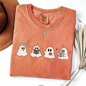 Camiseta de fantasmas de libros, camiseta de lectura de temporada espeluznante, camiseta de libros divertidos