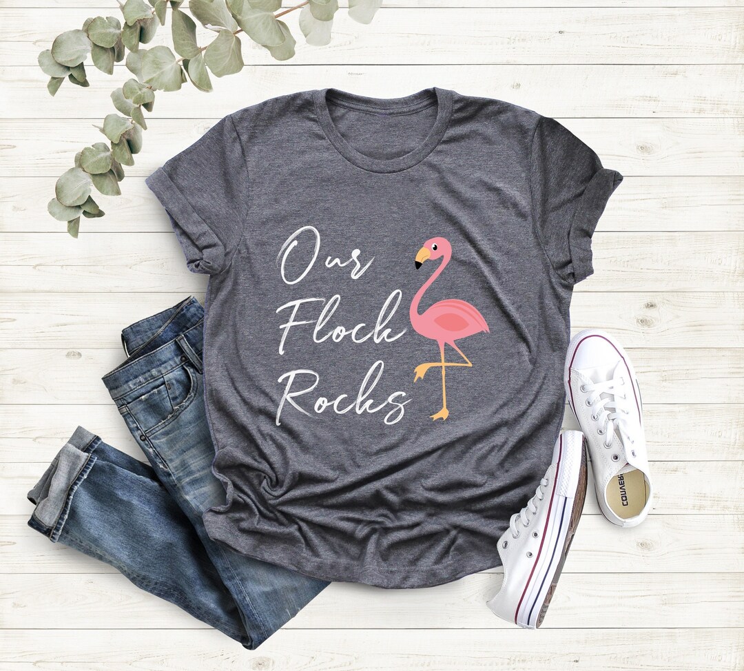 Our Flock Rocks Flamingo T-shirt: Summer Women's Shirt - Etsy