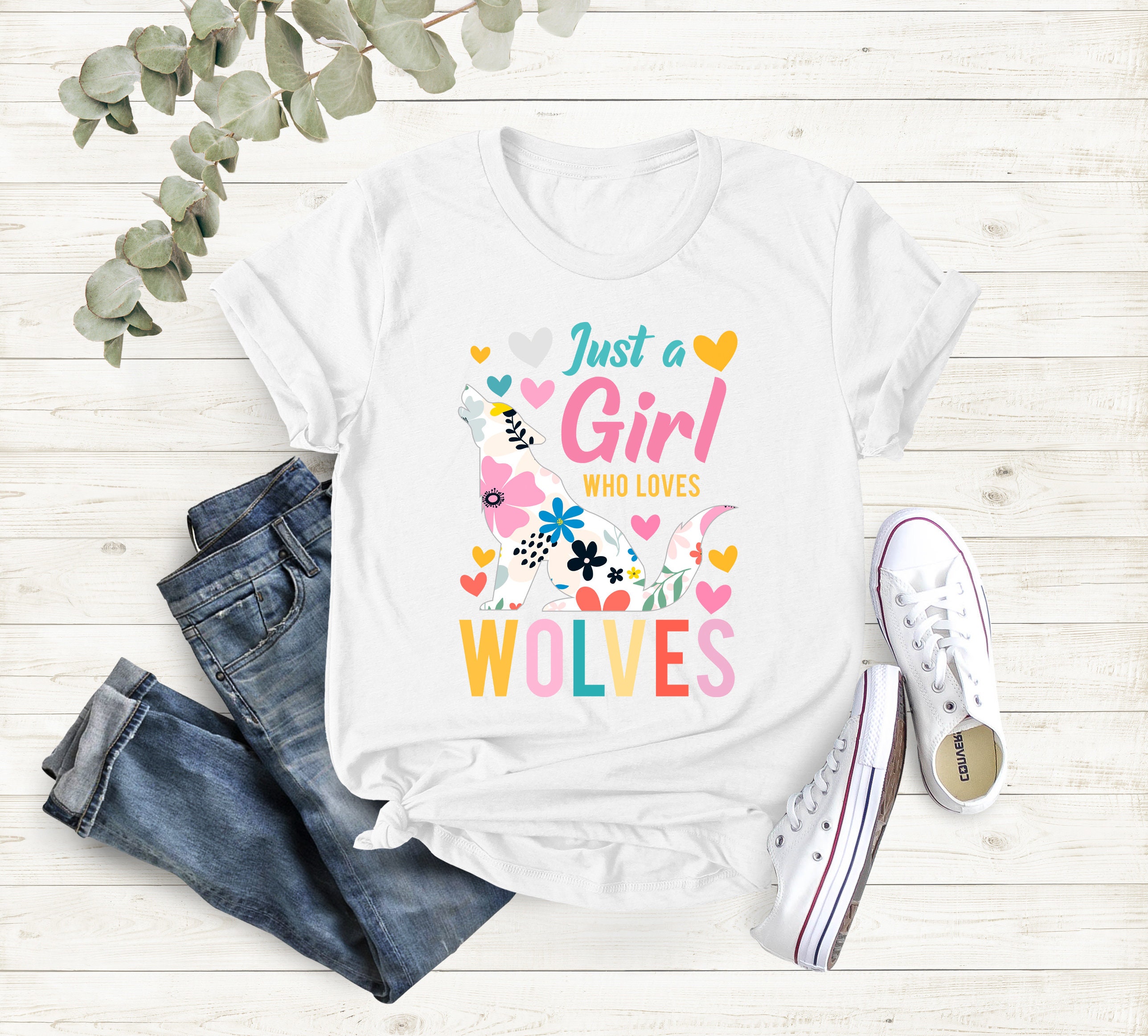 Just A Girl Who Loves Wolves Shirt, Wolf Lover Gift Shirt, Girl ...