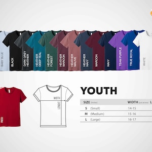 a t - shirt with the words youth in different colors