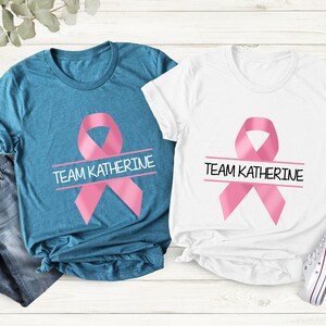 Breast Cancer Awareness Shirt, Custom Breast Cancer T-shirt, Motivational Tee, Personalized Team Cancer T-shirt, Cancer Support Team Shirts image 4