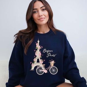 Eiffel Tower Floral Print Pattern Women's Sweatshirt