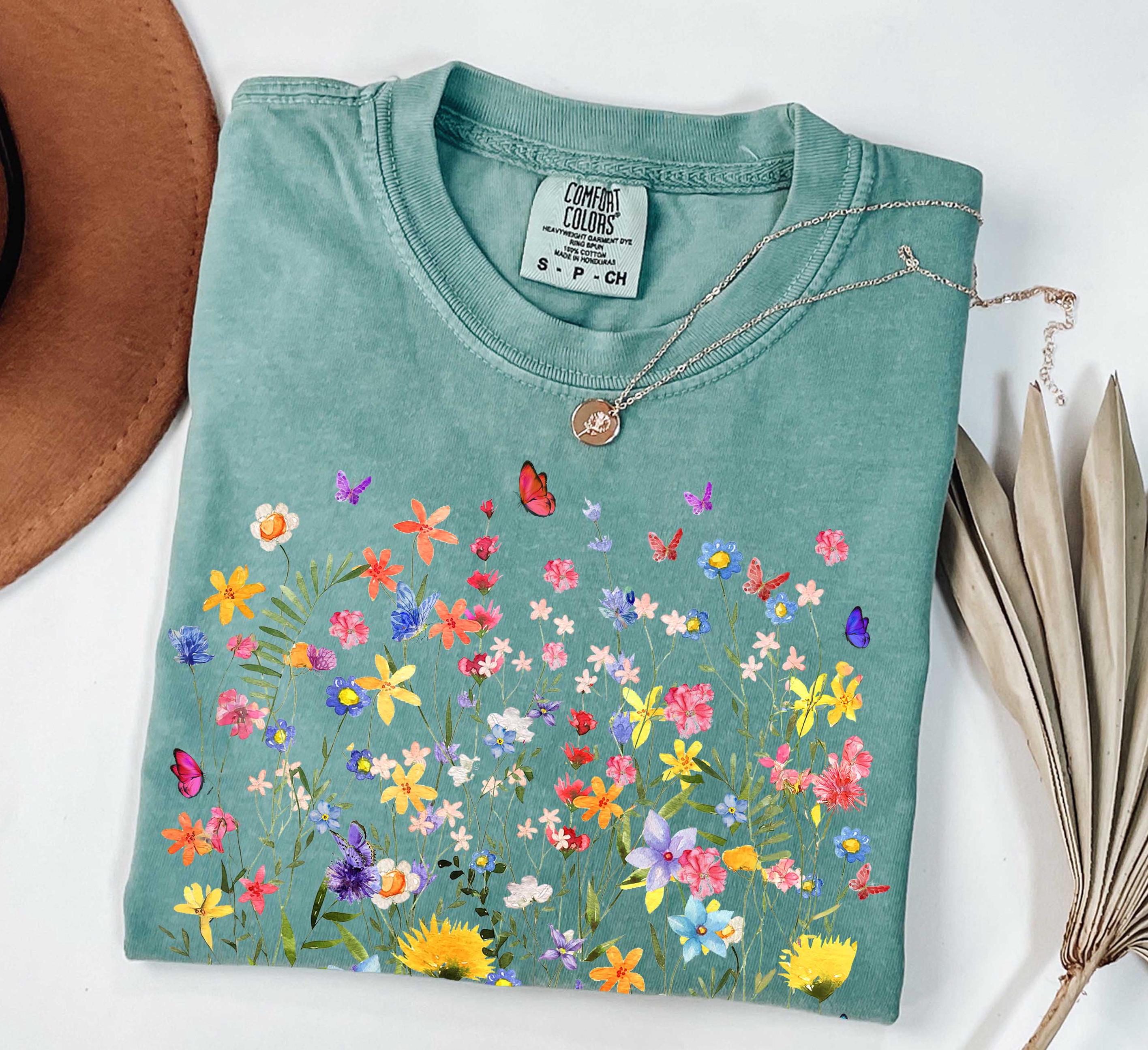 Comfort Colors Wildflower T-shirt: Boho Cottagecore Botanical Tee - Etsy