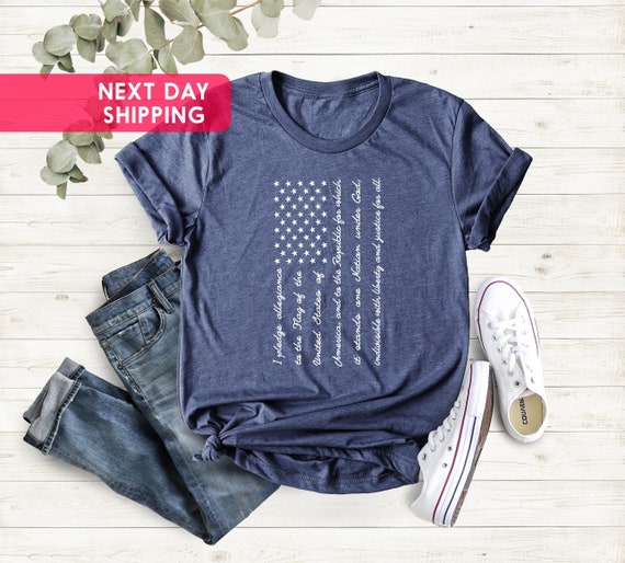 USA Flag Shirt With Pledge of Allegiance, America Flag Tshirt, 4Th Of July Flag Shirt, Usa Flag Shirt, Patriotic Shirt, Flag Shirt, USA Flag