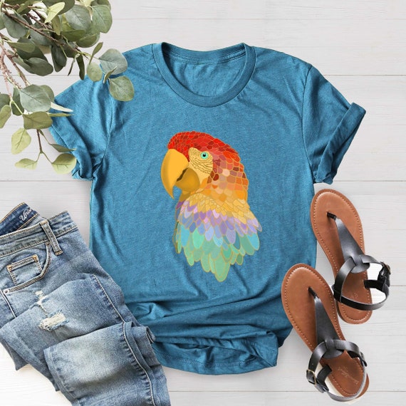 Colorful Parrot Shirt, Bird Lover Shirt, Animal Lover Shirt,Bird Watcher Gift Shirt,Mothers Day Gift Shirt,Parrot Vacation Outfit,Parrot Tee