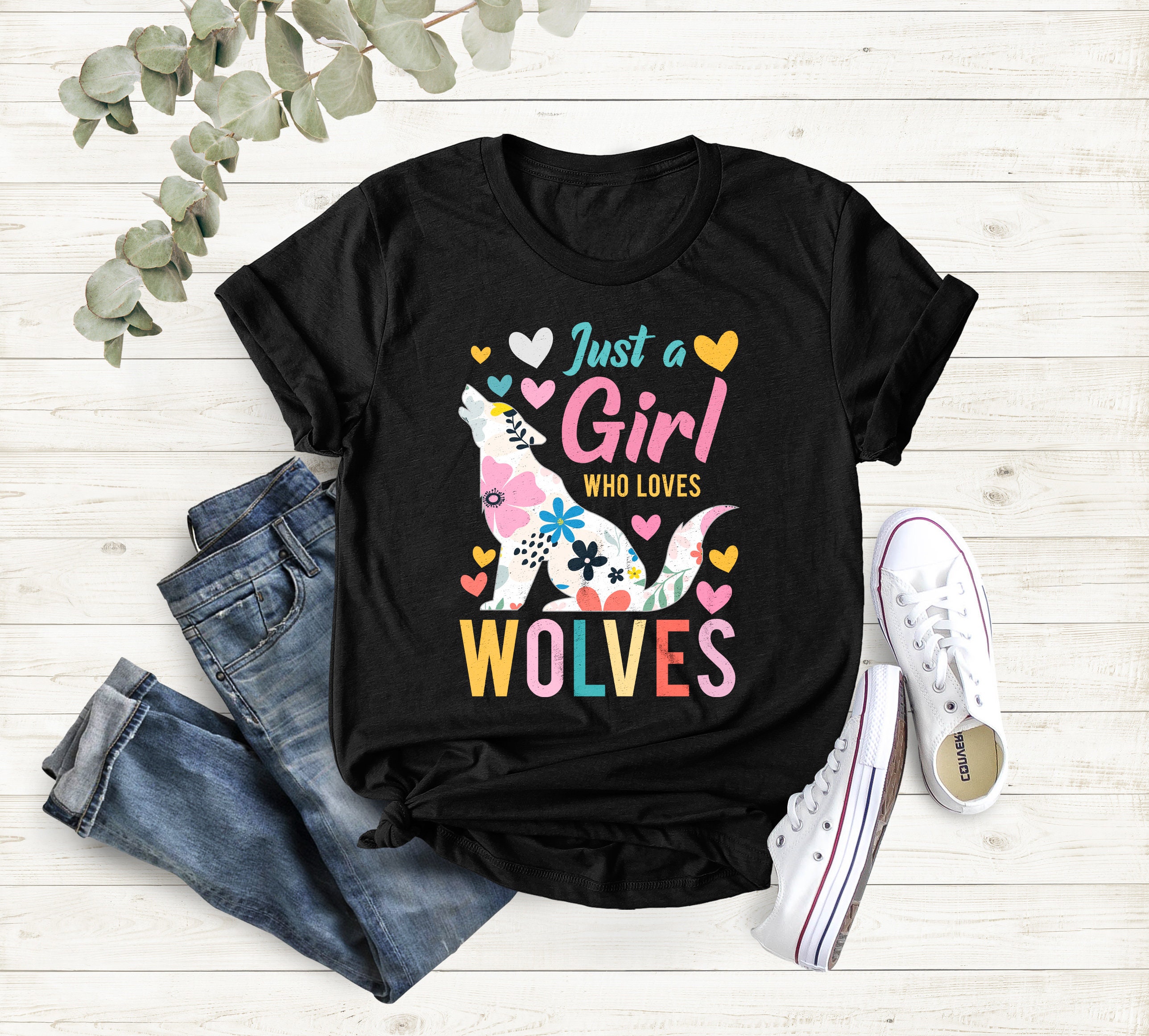 Just A Girl Who Loves Wolves Shirt, Wolf Lover Gift Shirt, Girl ...
