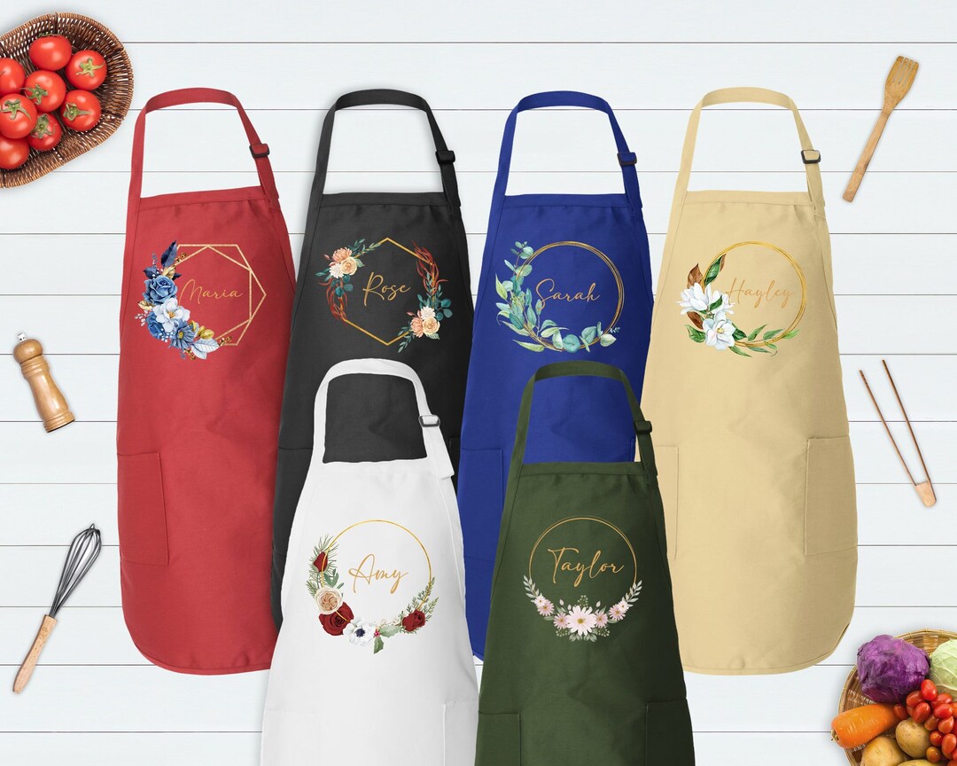 Custom Bakery Apron, Personalized Aprons for Women, Custom Baker Ruffled Apron, Bride Ruffled