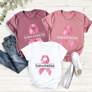 Breast Cancer Awareness Shirt, Custom Breast Cancer T-shirt, Motivational Tee, Personalized Team Cancer T-shirt, Cancer Support Team Shirts image 3